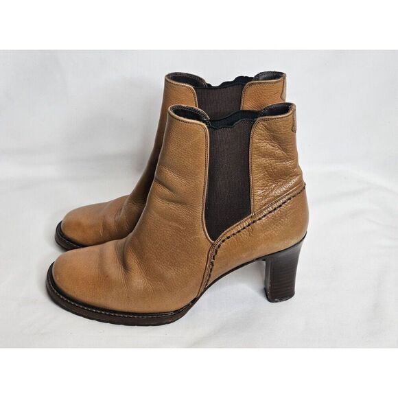 COLE HAAN Country Vibram Sole Brown Leather Ankle Boots Womens Size 6B - Picture 1 of 8